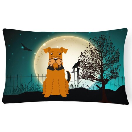 Carolines Treasures Halloween Scary Airedale Canvas Fabric Decorative Pillow BB2231PW1216
